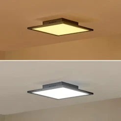 Lindby LED-panel Lamin, sort, 30 cm, CCT, dæmpbar, fjernbetjening