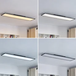 Lindby LED-panel Lamin, sort, 120 cm, CCT, dæmpbar, fjernbetjening