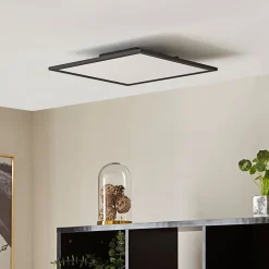 Lindby LED-panel Lamin, sort, 40 cm, CCT, dæmpbar, fjernbetjening