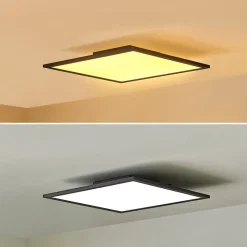 Lindby LED-panel Lamin, sort, 40 cm, CCT, dæmpbar, fjernbetjening