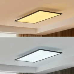 Lindby LED-panel Lamin, sort, 80 cm, CCT, dæmpbar, fjernbetjening