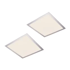 Lindby LED-panel Livel, sæt med 2, 4.000 K, 40 x 40 cm, sølv