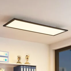 Lindby LED-panel Nelios, 80 x 30 cm, CCT, sort, metal