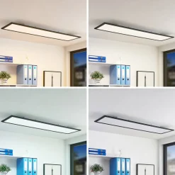 Lindby LED-panel Nelios, 120 x 30 cm, CCT, sort, metal