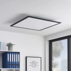 Lindby LED-panel Nelios, 62 x 62 cm, 4.000K, sort, metal