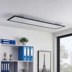 Lindby LED-panel Nelios, 120 x 30 cm, 4000K, sort, metal