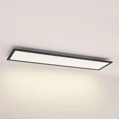 Lindby LED-panel Nelios, 120 x 30 cm, 4000K, sort, metal