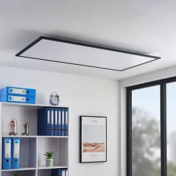 Lindby LED-panel Nelios, 120 x 60 cm, 4000K, sort, metal