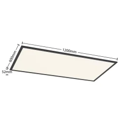Lindby LED-panel Nelios, 120 x 60 cm, 4000K, sort, metal