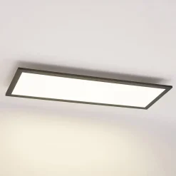 Lindby LED-panel Nelios, 80 x 30 cm, 4.000K, sort, metal