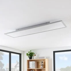 Lindby LED-panel Stenley, 4.000 K, 120 cm x 30 cm, sølv/hvid