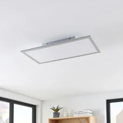 Lindby LED-panel Stenley, 4.000 K, 60 cm x 30 cm, sølv/hvid