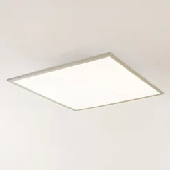 Lindby LED-panel Stenley, 4.000 K, 60 cm x 60 cm, sølv/hvid