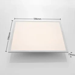 Lindby LED-panel Stenley, 4.000 K, 60 cm x 60 cm, sølv/hvid