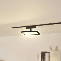Lindby LED-panel 48V Lumaro, sort, aluminium, længde 20 cm, dæmpbar