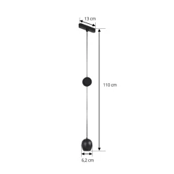 Lindby LED-pendellampe Lumaro, sort,Ø6,2 cm,48V,dæmpbar