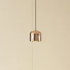 Lindby LED-pendellampe Lumaro, guld, Ø 8 cm, aluminium, 48V, dæmpbar