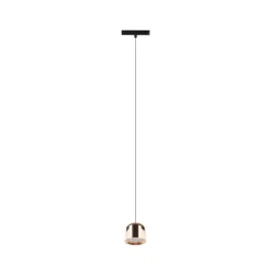 Lindby LED-pendellampe Lumaro, guld, Ø 8 cm, aluminium, 48V, dæmpbar