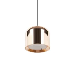 Lindby LED-pendellampe Lumaro, guld, Ø 8 cm, aluminium, 48V, dæmpbar