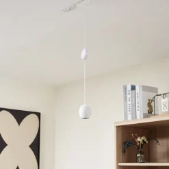 Lindby LED-pendellampe Lumaro, hvid, Ø 6,2 cm, 48V, dæmpbar