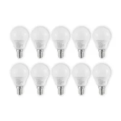 Lindby LED-pære E14 G45 4,5W 3.000K opal sæt med 10 stk