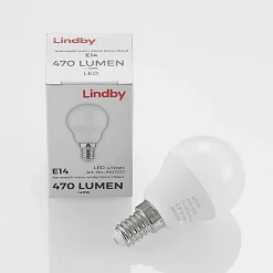 Lindby LED-pære E14 G45 4,5W 3.000K opal sæt med 2 stk