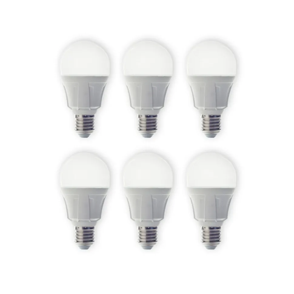 Lindby LED-pære, sæt med 6 stk, E27, 8,5 W, mat, 3.000 K