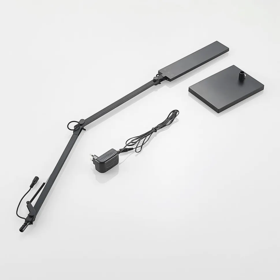 Lindby LED-skrivebordslampe Antisa, sort, CCT, dæmpbar