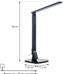 Lindby LED-skrivebordslampe Eleni, sort, CCT, dæmpbar