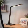 Lindby LED-skrivebordslampe Kuno, sort, USB, touchdæmper