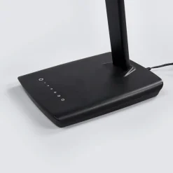 Lindby LED-skrivebordslampe Kuno, sort, USB, touchdæmper
