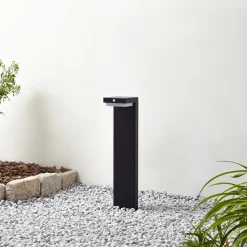 Lindby LED-sokkellampe Eleazar, sort, aluminium, sensor