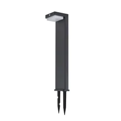 Lindby LED-sokkellampe Eleazar, sort, aluminium, sensor