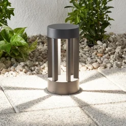 Lindby LED-sokkellampe Jordis, 22 cm, antracit, aluminium