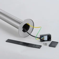 Lindby LED-sokkellampe Lanea, 40 cm, grå, stål, IP44