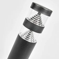 Lindby LED-sokkellampe Lanea, 40 cm, sort, stål, IP44