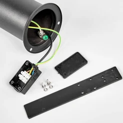 Lindby LED-sokkellampe Lanea, 40 cm, sort, stål, IP44
