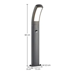 Lindby LED-sokkellampe Moshe, 60 cm, antracit, sensor