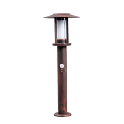 Lindby LED-sokkellampe Pavlos, 55 cm, rustfarvet, sensor