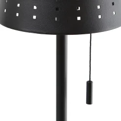 Lindby LED-solcellegulvlampe Hilario, sort, jern, genopladeligt batteri