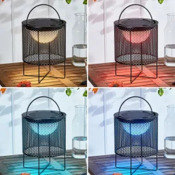 Lindby LED-solcellelampe Achilleas, RGBW, sort