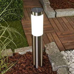 Lindby LED-solcellelampe Aleeza, 61 cm, stål, jordspyd