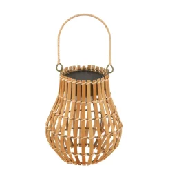 Lindby LED-solcellelampe Amaria, bambus, Ø 18 cm