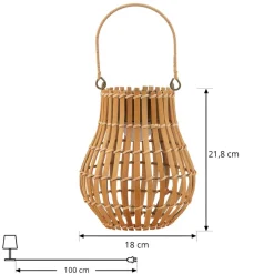 Lindby LED-solcellelampe Amaria, bambus, Ø 18 cm