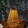 Lindby LED-solcellelampe Amaria, rattan, lys, Ø 27 cm