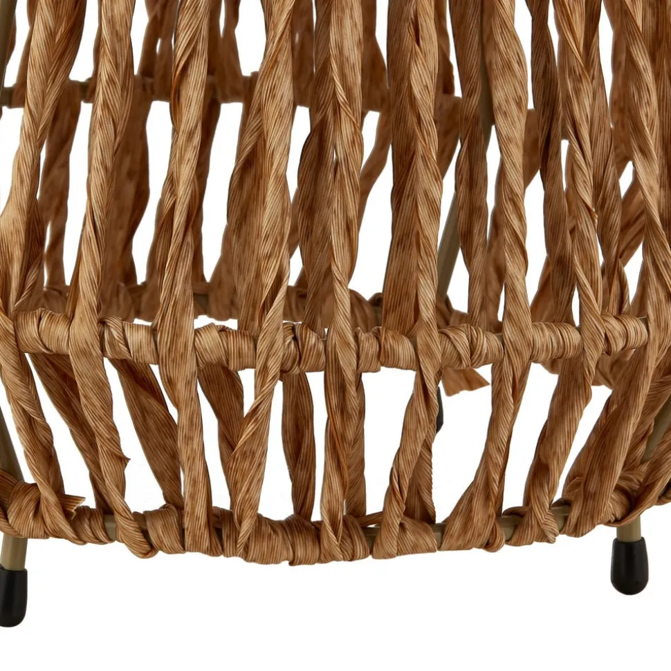 Lindby LED-solcellelampe Amaria, rattan, lys, Ø 27 cm