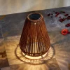 Lindby LED-solcellelampe Amaria, rattan, mørk, Ø 27 cm