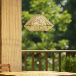 Lindby LED-solcellelampe Austas, beige, Ø 50 cm, USB, IP54
