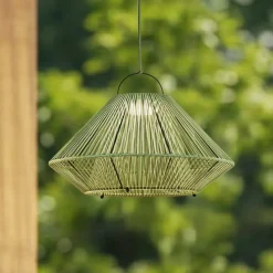 Lindby LED-solcellelampe Austas, grøn, Ø 50 cm, USB, IP54