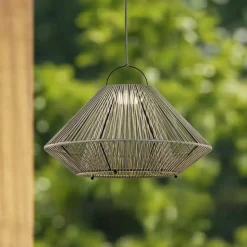 Lindby LED-solcellelampe Austas, grå, Ø 50 cm, USB, IP54